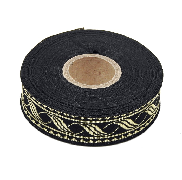 Borte 19mm/10m "Wellenmuster" - schwarz/gold