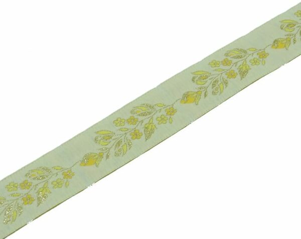 Borte 33mm/1m - "Blume" - creme/gelb/gold / Meterware