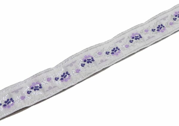 Borte 33mm/1m - "Blume" - creme/violet/silber / Meterware