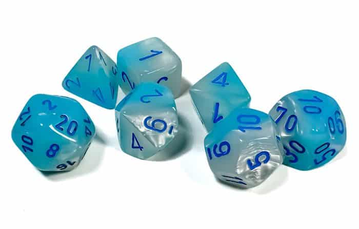 Würfel: 7er Set - Gemini Turqoise-White-Blue