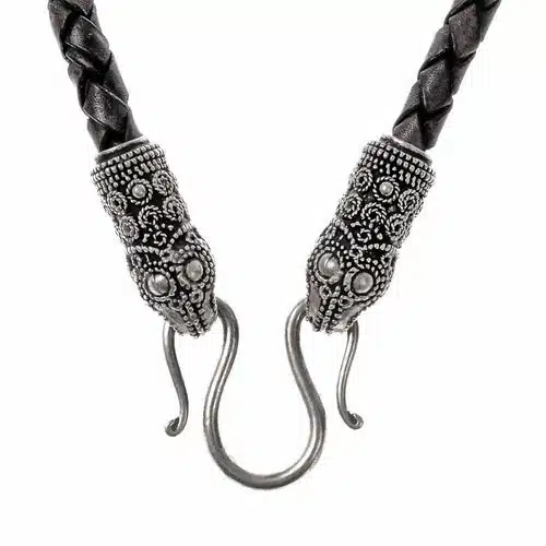 Wikinger - Lederkette "Rabenkopf / Terslev" - 65cm